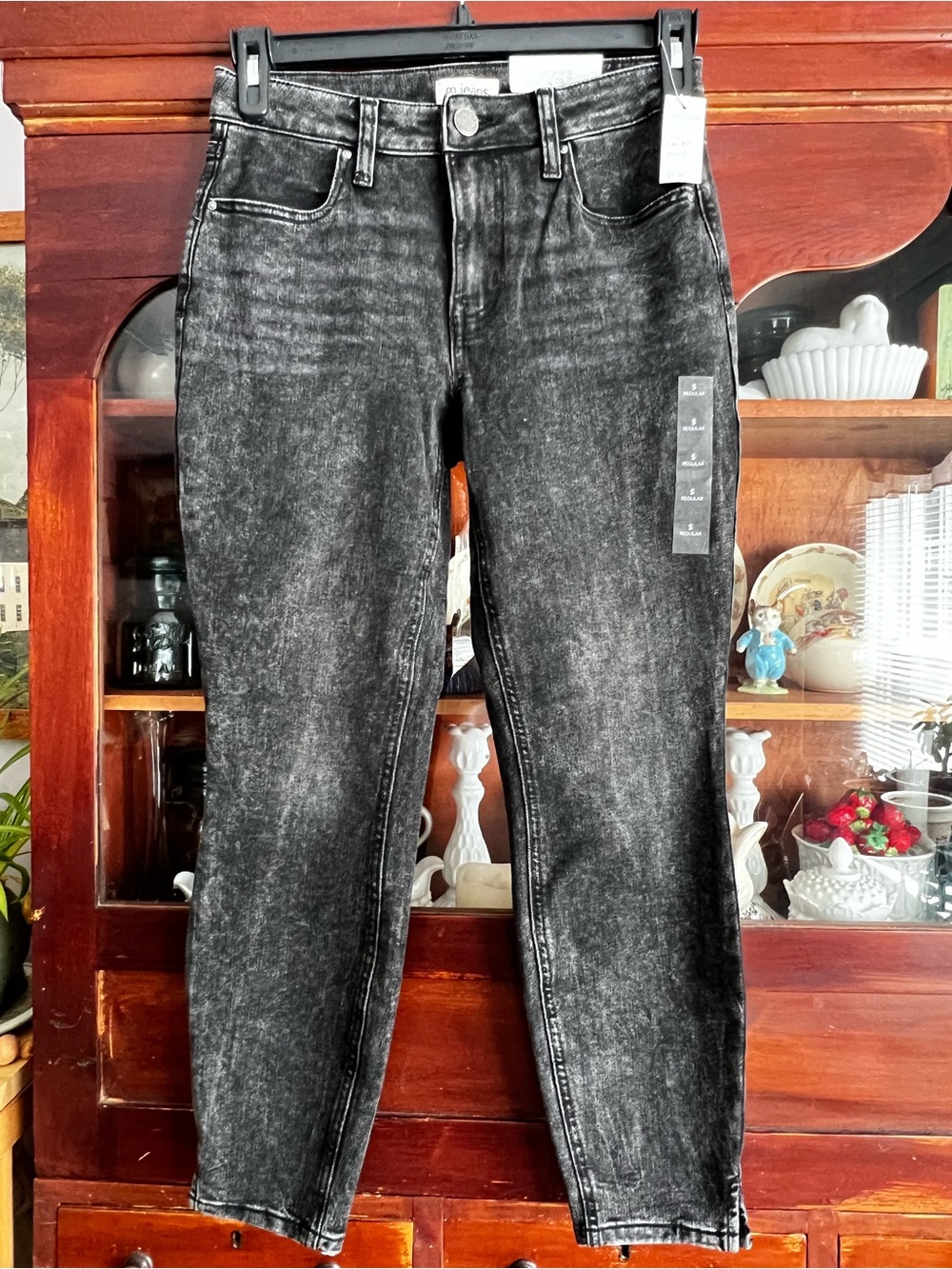 Maurices Gray Black Acid-Wash Skinny Jeans